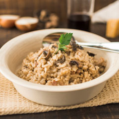 Risotto de pollo con champiñones